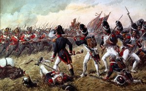 Det tredje regimentet av fotvakter slår tilbake den siste anklagen fra den gamle garde i slaget ved Waterloo, 18. juni 1815